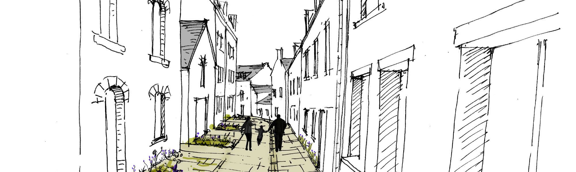 Illustration du futur aménagement de la rue Marcel Le Bihan.